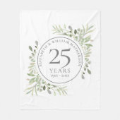 25th Silver Wedding Jubileum Greenery Fleece Deken (Voorkant)