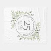 25th Silver Wedding Jubileum Greenery Fleece Deken (Voorkant (Horizontaal))