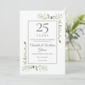 25th Silver Wedding Jubileum Greenery Save The Date (Staand voorkant)