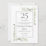 25th Silver Wedding Jubileum Greenery Save The Date<br><div class="desc">Met delicate waterverf bladeren kan deze film,  behalve de date verjaardagsuitnodiging,  gepersonaliseerd worden met je speciale 25-jarige verjaardagsfeestinformatie,  met een zilveren achtergrond aan de andere kant. Ontworpen door: Thisnotme©</div>