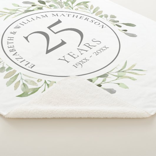 25th Silver Wedding Jubileum Greenery Sherpa Deken (3/4)