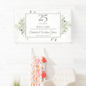 25th Silver Wedding Jubileum Greenery Welkom Spandoek (Insitu)