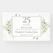 25th Silver Wedding Jubileum Greenery Welkom Spandoek (Horizontaal)