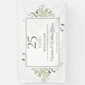 25th Silver Wedding Jubileum Greenery Welkom Spandoek (Verticaal)