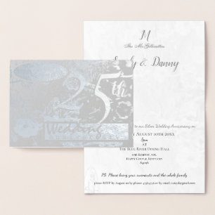25th Silver Wedding Jubileum Invitation Grey Folie Kaarten