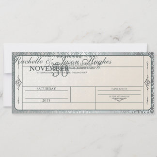 25th Silver Wedding Jubileum Invitation Ticket Kaart