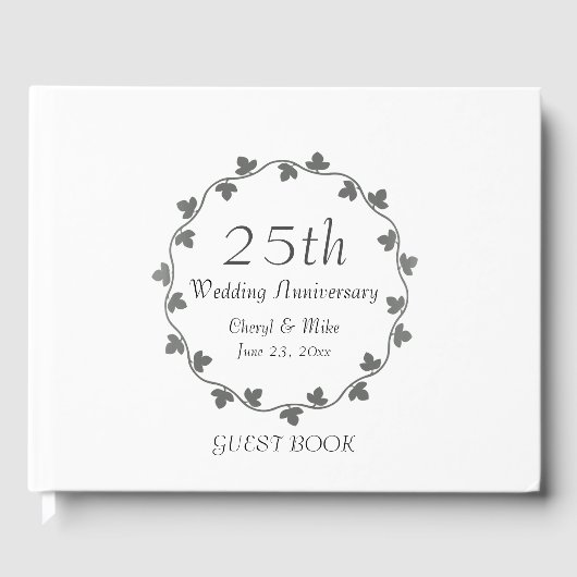 25th Silver Wedding Jubileum Ivy Krans Gastenboek (Voorkant)