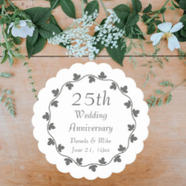 25th Silver Wedding Jubileum Ivy Krans Kartonnen Onderzetters