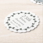 25th Silver Wedding Jubileum Ivy Krans Kartonnen Onderzetters (Gekanteld)