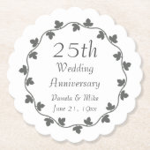 25th Silver Wedding Jubileum Ivy Krans Kartonnen Onderzetters (Voorkant)