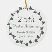 25th Silver Wedding Jubileum Ivy Krans Keramisch Ornament (Voorkant)