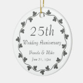 25th Silver Wedding Jubileum Ivy Krans Keramisch Ornament (Links)