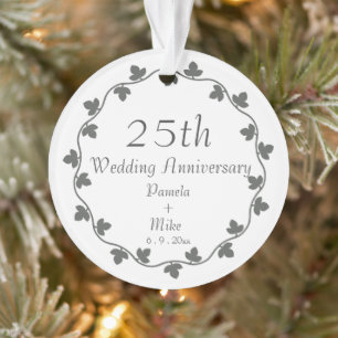 25th Silver Wedding Jubileum Ivy Krans Ornament