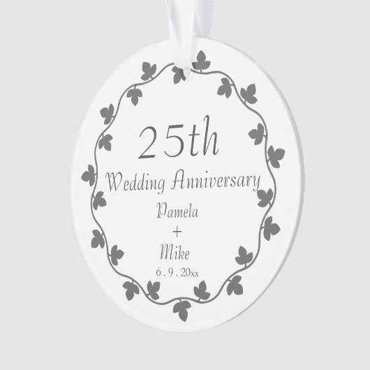 25th Silver Wedding Jubileum Ivy Krans Ornament (voorkant)