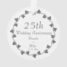 25th Silver Wedding Jubileum Ivy Krans Ornament