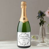 25th Silver Wedding Jubileum Ivy Krans Sparkling Wijnetiket