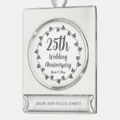 25th Silver Wedding Jubileum Ivy Krans Verzilverd Banner Ornament (Links)