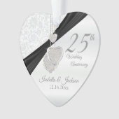 25th Silver Wedding Jubileum Keepasedop Design Ornament (voorkant)