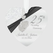 25th Silver Wedding Jubileum Keepasedop Design Ornament (voorkant)