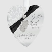 25th Silver Wedding Jubileum Keepasedop Design Ornament (voorkant)