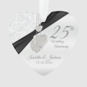 25th Silver Wedding Jubileum Keepasedop Design Ornament (achterkant)