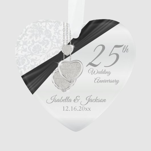 25th Silver Wedding Jubileum Keepasedop Design Ornament (achterkant)