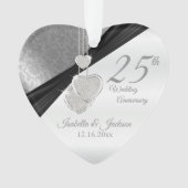 25th Silver Wedding Jubileum Keepslag Ornament (voorkant)