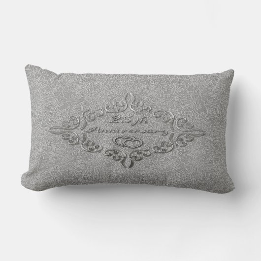 25th Silver Wedding Jubileum Lumbar Pillow Kussen (Voorkant)