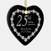 25th Silver Wedding Jubileum Memento Design Keramisch Ornament (Rechts)