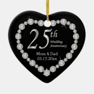 25th Silver Wedding Jubileum Memento Design Keramisch Ornament