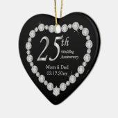 25th Silver Wedding Jubileum Memento Design Keramisch Ornament (Links)