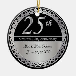 25th Silver Wedding Jubileum Memento Keramisch Ornament