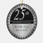 25th Silver Wedding Jubileum Memento Keramisch Ornament (Links)