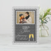 25th Silver Wedding Jubileum met Foto Kaart (Staand voorkant)