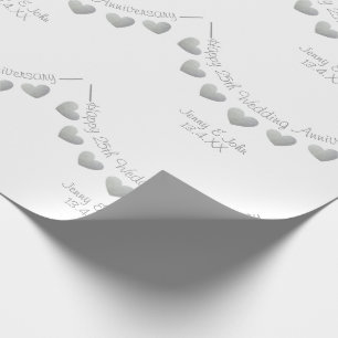 25th Silver Wedding Jubileum met witte streep Cadeaupapier