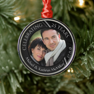 25th Silver Wedding Jubileum Metal Ornament