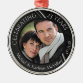 25th Silver Wedding Jubileum Metal Ornament (Voorkant)