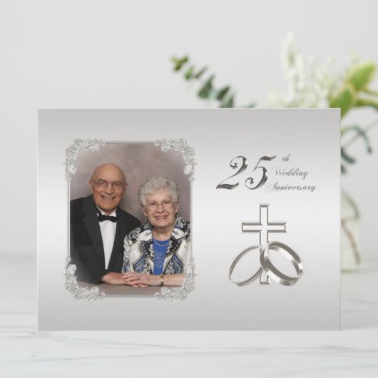 25th Silver Wedding Jubileum nodigt 5.5x7.5 uit Kaart (Staand voorkant)