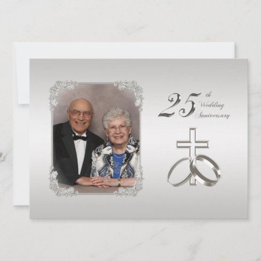 25th Silver Wedding Jubileum nodigt 5.5x7.5 uit Kaart (Voorkant)