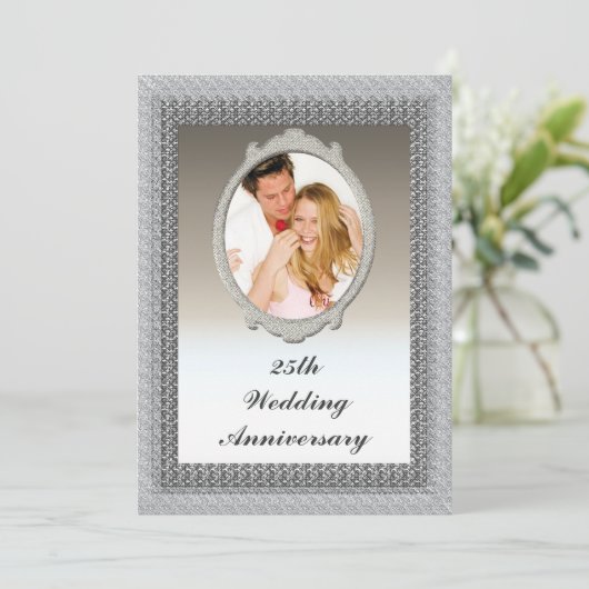 25th Silver Wedding Jubileum Party Kaart (Staand voorkant)
