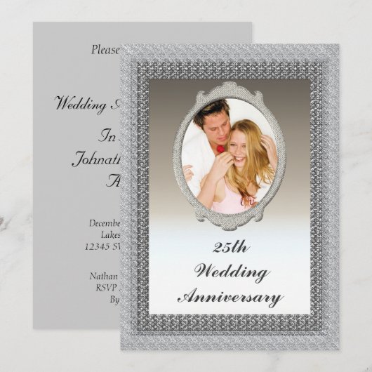 25th Silver Wedding Jubileum Party Kaart (Voorkant / Achterkant)