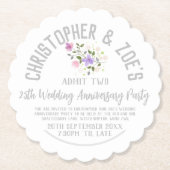 25th Silver Wedding Jubileum Party Kartonnen Onderzetters (Voorkant)