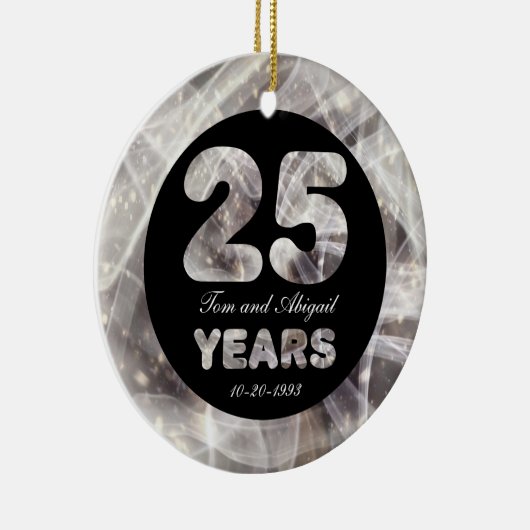 25th Silver Wedding Jubileum Party Lights Keramisch Ornament (Rechts)