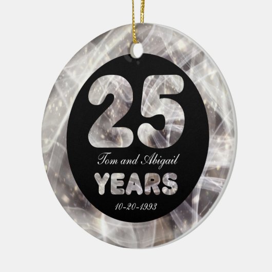 25th Silver Wedding Jubileum Party Lights Keramisch Ornament (Links)