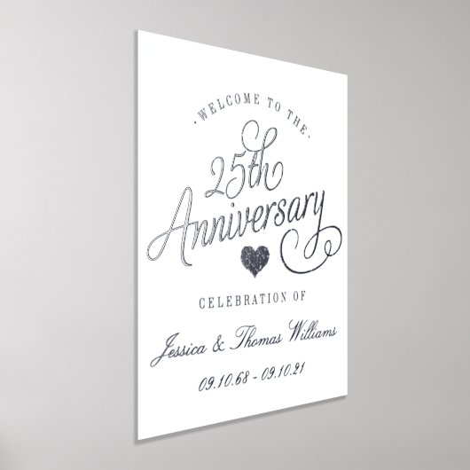 25th Silver Wedding Jubileum Real Folie Afdrukken (Laagn)