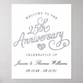 25th Silver Wedding Jubileum Real Folie Afdrukken (Voorkant)