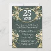 25th Silver Wedding Jubileum Rich Floral Kaart (Voorkant)