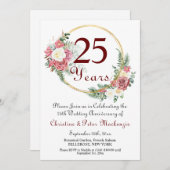 25th Silver Wedding Jubileum Rozen Gold Lijst Kaart (Voorkant / Achterkant)