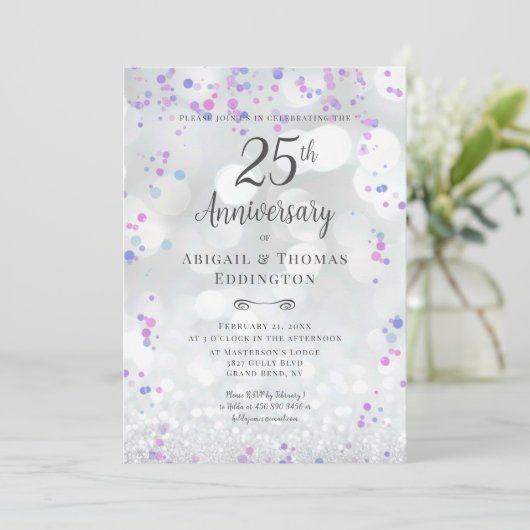 25th Silver Wedding Jubileum Uitnodiging (Staand voorkant)