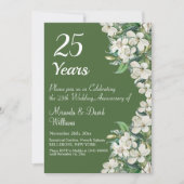 25th Silver Wedding Jubileum White Floral Kaart (Voorkant)